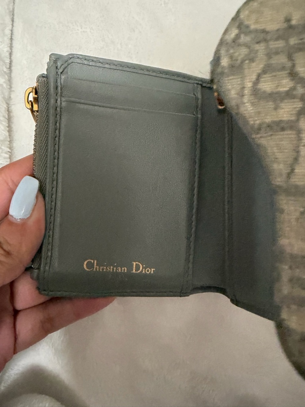 Dior Beige Monogram Canvas Wallet with Gold D Charm - Picture 4 of 7